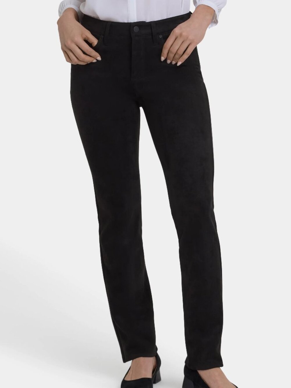 NYDJ Sheri Slim Faux Suede Pants in Black